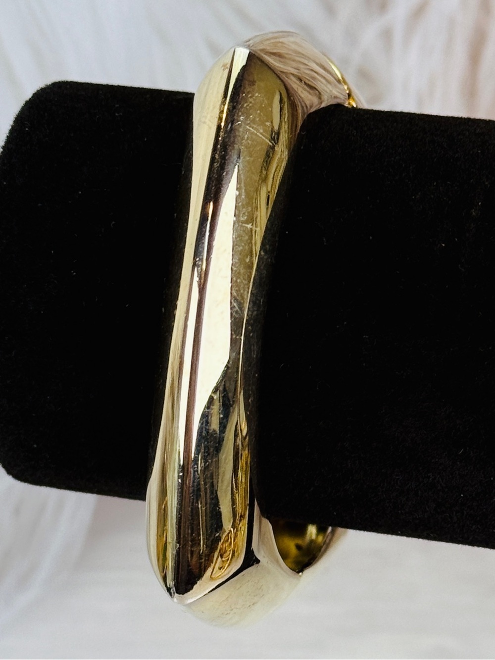 Vintage Goldtone Geometric Square Bangle Bracelet